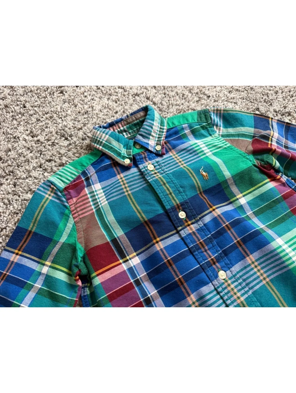 POLO Ralph Lauren Boy's Size 3T Multicolor Plaid 100% Cotton Long Sleeve Shirt